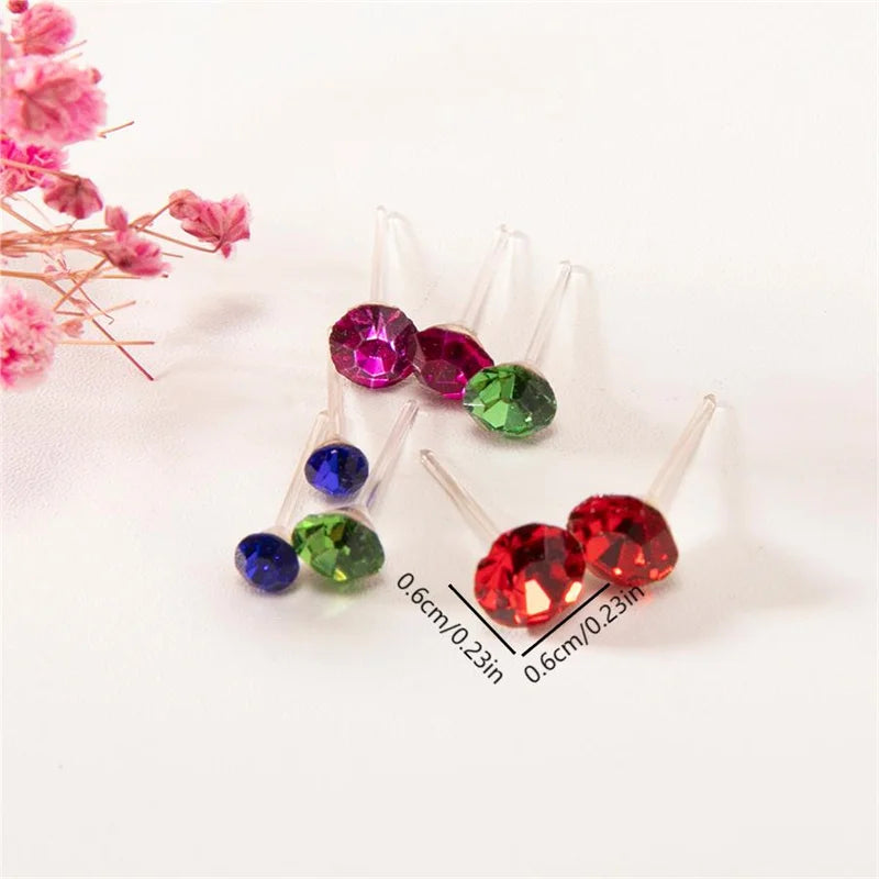 100Pair Women Acrylic Crystal Small Stud Earrings Set Girls Heart Star Animal Moon Plastic Geometric Earring Jewelry Gifts