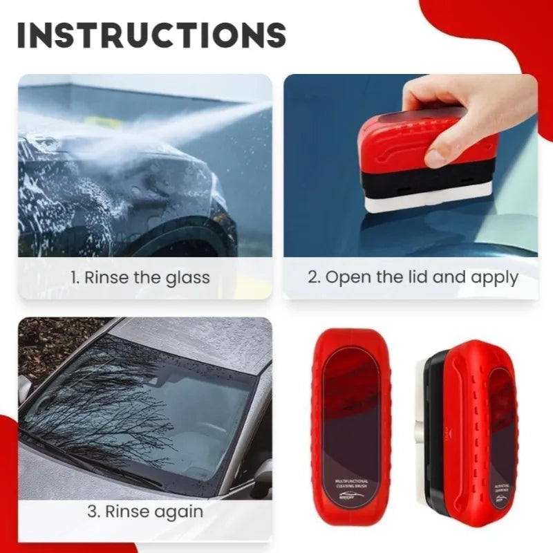 Car Glass Oil Film Cleaning Brush Auto Glass Sponge Cleaning Brush Front Inner Windshield Glass Oil Film Cleaner For Car Clean