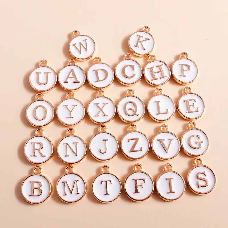 10pcs 4 Colors Cute Mini Alphabet 26 Letters Charms Pendants for DIY Name Jewelry Necklace Bracelet Earrings  Birthday Gifts