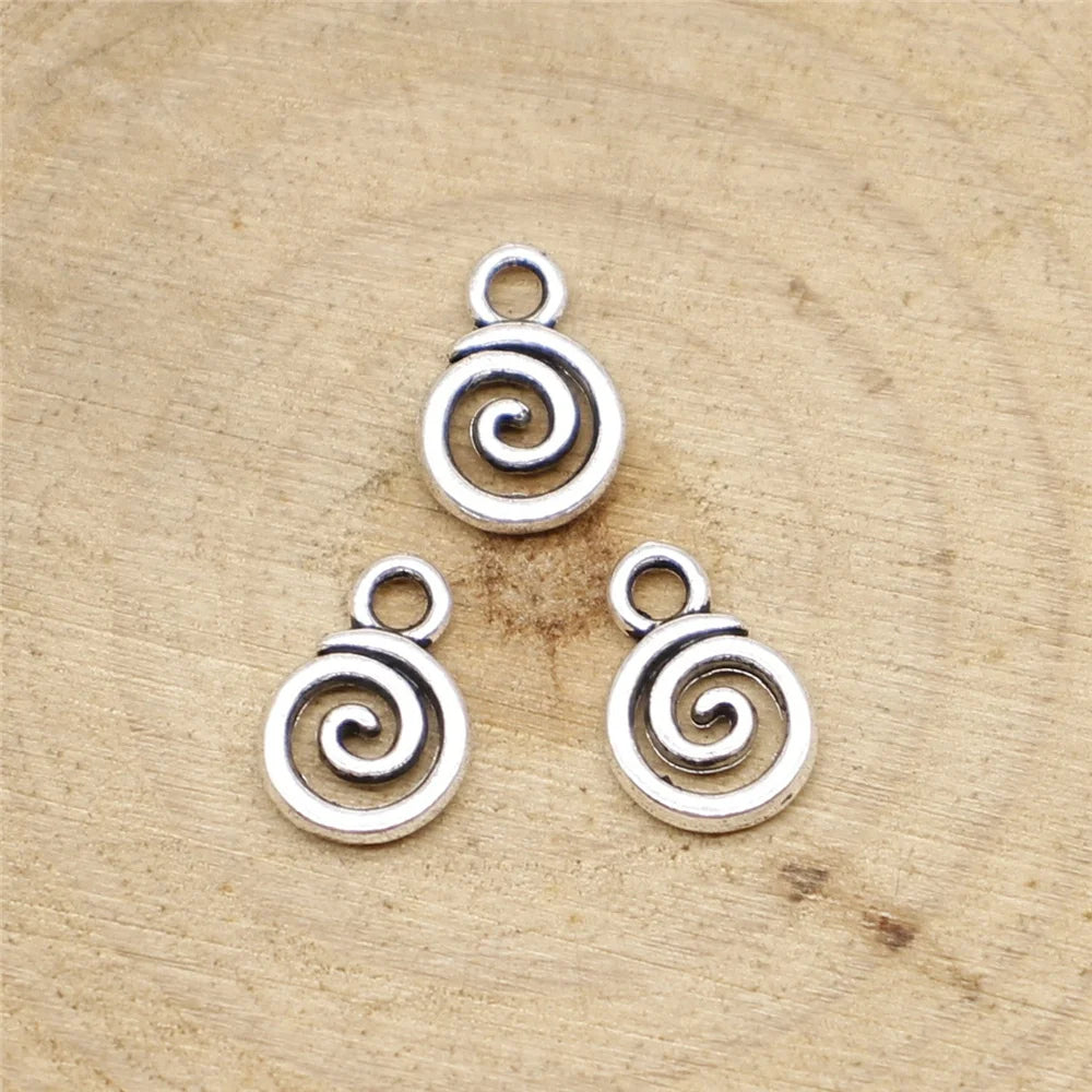 WYSIWYG 40pcs 11x8mm Swirl Charm Pendants For Jewelry Making Antique Silver Color Swirl Pendants Charm Swirl