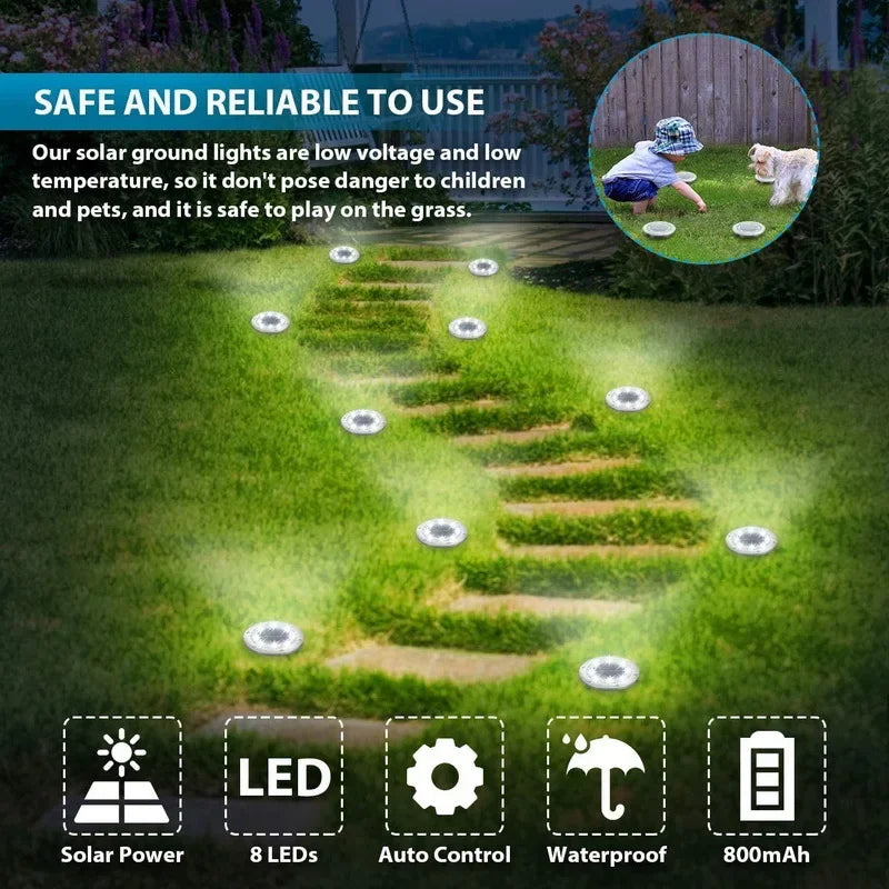 8LED Solar Buried Light Waterproof Outdoor Courtyard Garden Lawn Decoration Landscape Floor Light Waterproof Staircase