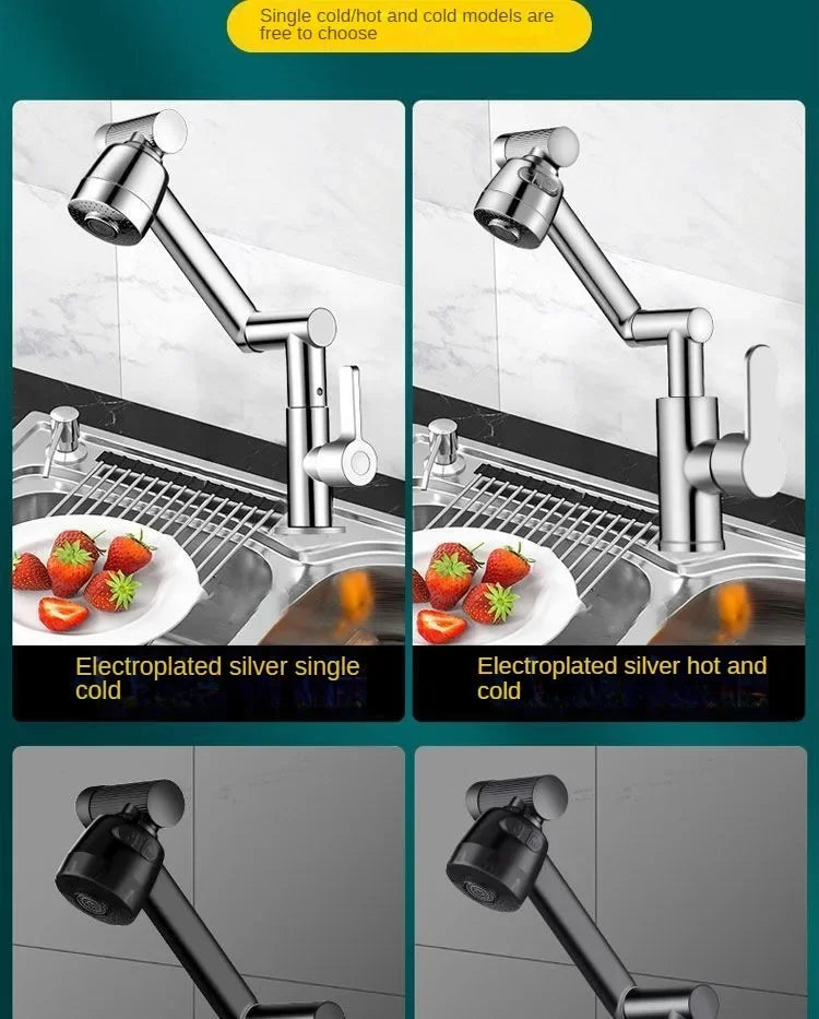 Mechanical Arm Universal Faucet Bathroom Kitchen Splashproof Faucet Bathroom Countertop Basin Hot and Cold Tap Faucet Accessorie