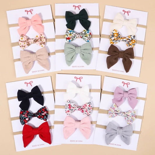 3/4/6Pcs/Set Sweet Colorful Ribbon Bowknot Elastic Headband For Baby Girls Ties Headwear Infant Kid Hair Accessories Diademas