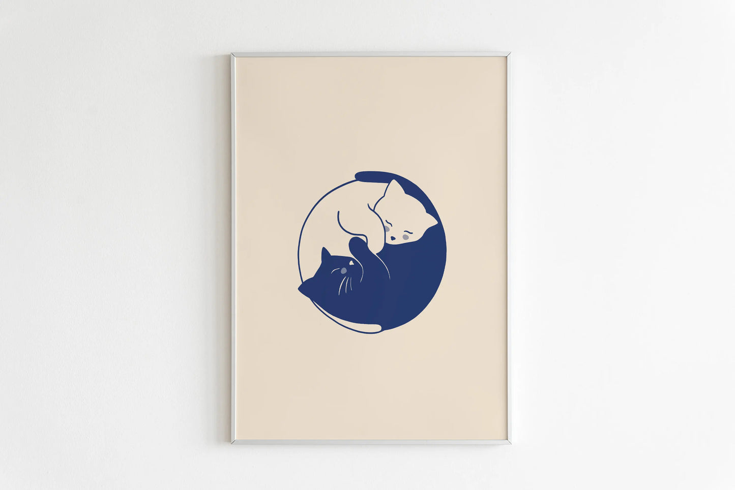 Minimalist Aesthetic Cute Animal Wall Art Illustration Poster Sleepy Kitties Canvas Painting Home Decor Cat Lover Gift