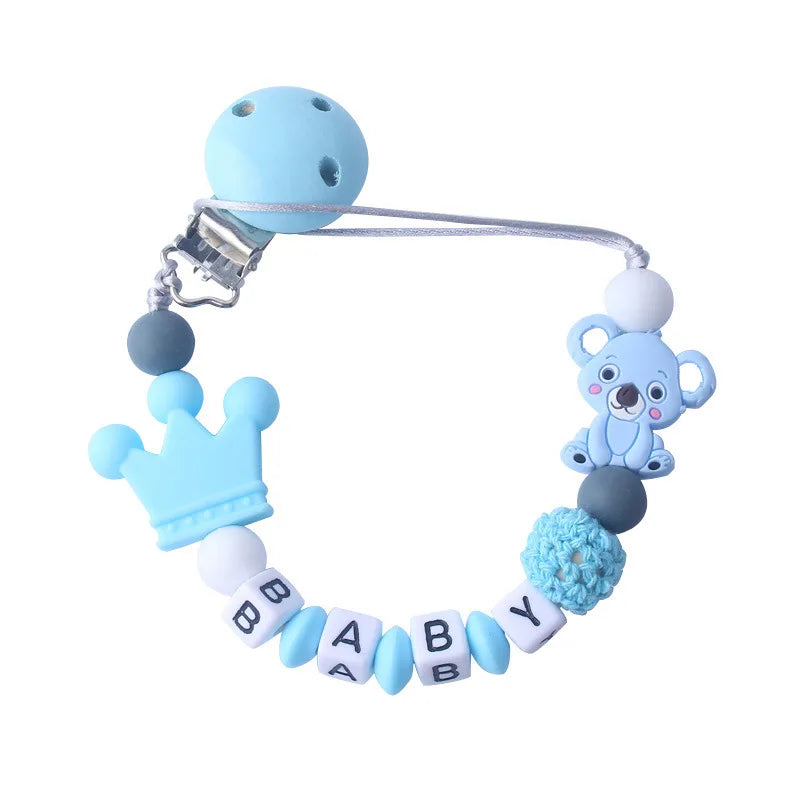 Custom Personalized Name Pacifier Chain for Baby Teether Newborn Toddler Silicone Clips Holder Baby Teething Toys Accessories