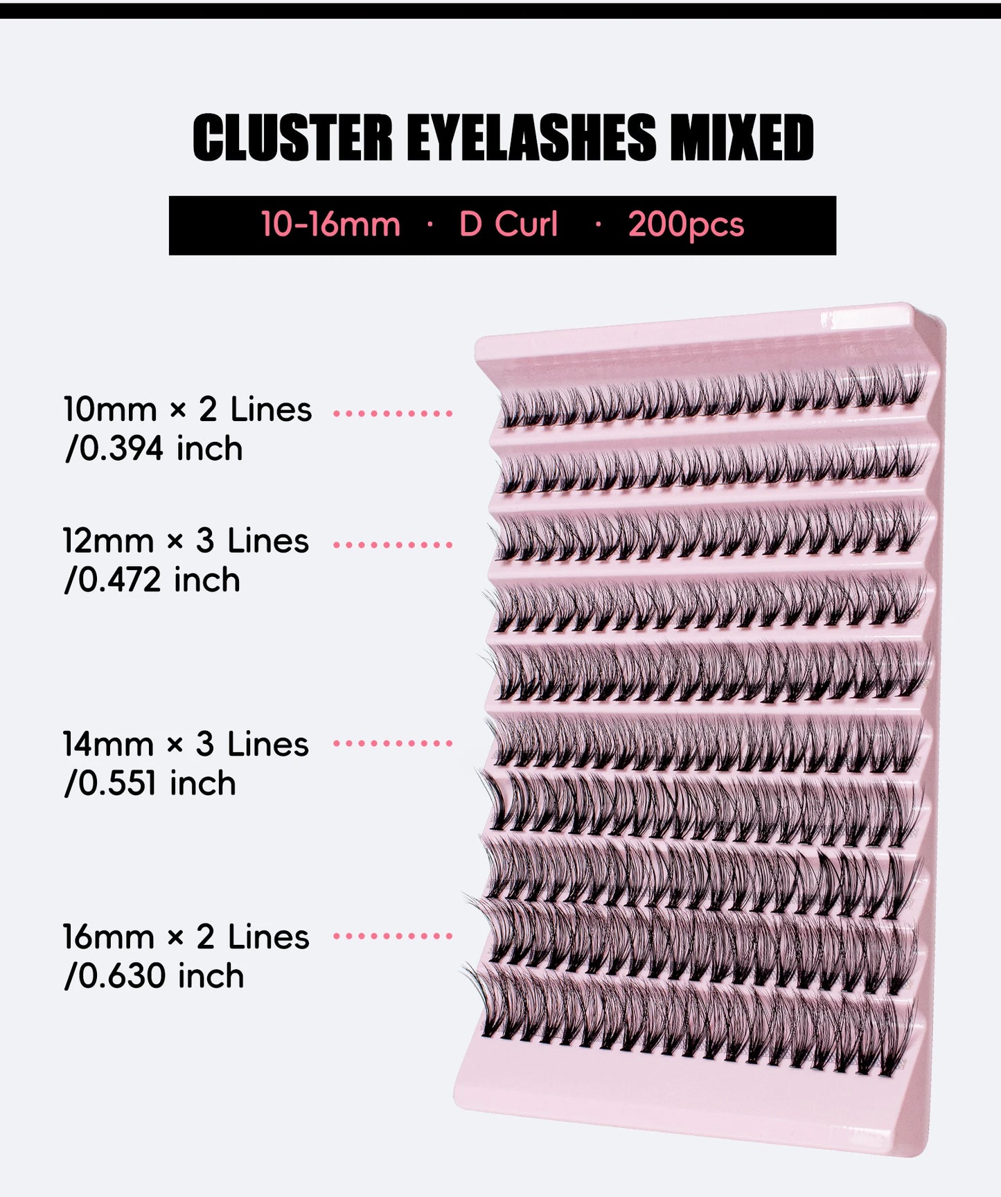 20P 30P 40P DIY Mink Eyelash Clusters Mixed Tray Individual Cat Eye 3D False Eyelash Extension Bundle Makeup Tool