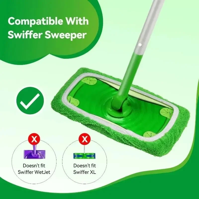 Floor Wet & Dry Cleaning Cloths Reusable Microfiber Mop Pads Green Furniture Flooring Mop Head Replacement Washable Rag Towel