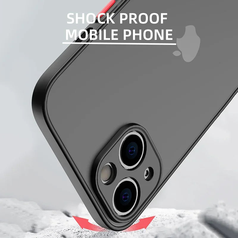 Shockproof Thin Matte Case For iPhone 15 14 13 12 11 Pro Max XR XS X 8 Plus Mini Silicone Bumper Clear Hard PC Protective Cover