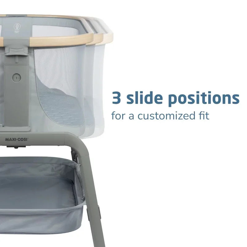 Iora Bassinet Classic Slate: Portable Baby Bassinet, Infant Bedside Sleeper Crib, Height Adjustable, Breathable Mesh, Large Sto