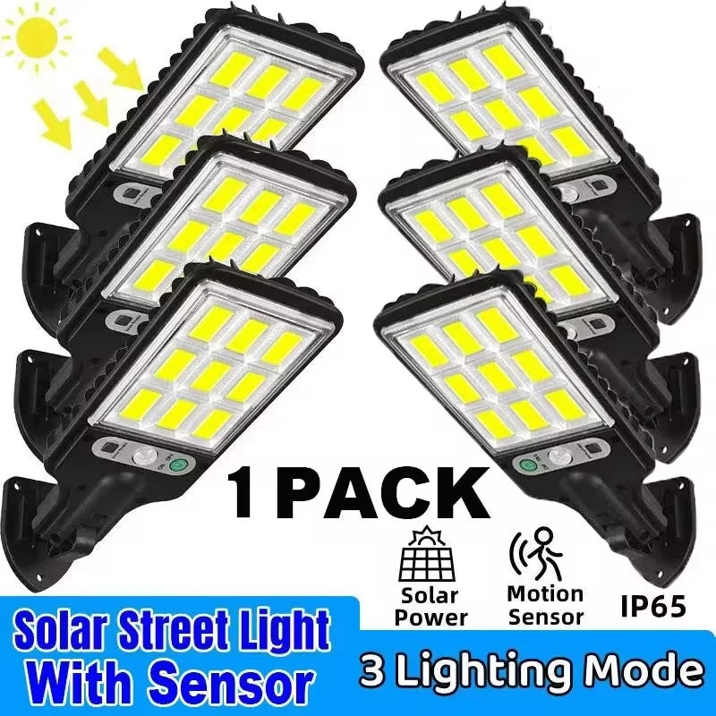 4/6/8PCS 108 COB Sensor Street 3 Light Modes Outdoor Waterproof Security Solar Lamps for Garden Patio Path Remote Control Light