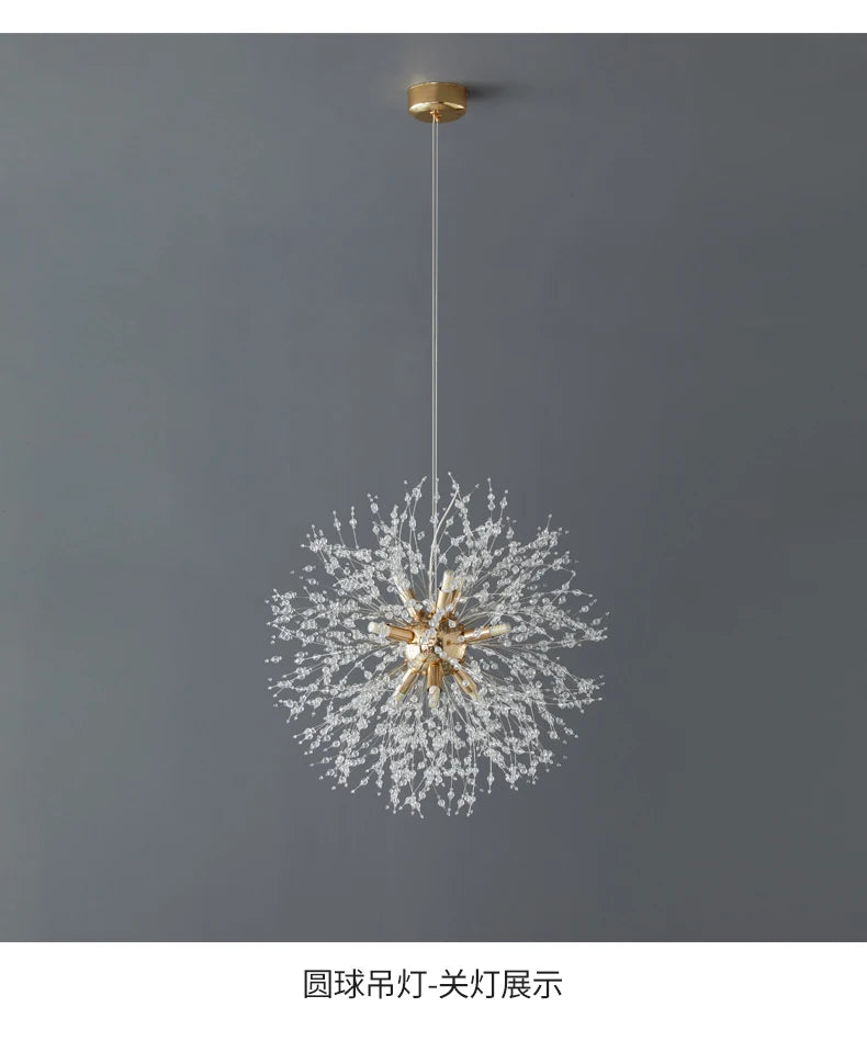 Modern Sky Star Fireball Crystal Pendant LED Lighting Dandelion Restaurant, Living Room Pendant, Bar Art Danish Luminaire