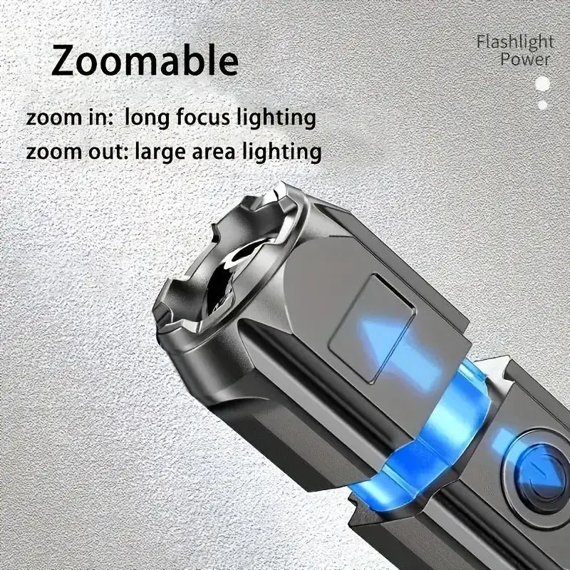 LED Camping Torch Flashlight High Power USB Rechargeable Spotlight Zoom Lantern Built-in Battery For Fishing Outdoor Waterproof