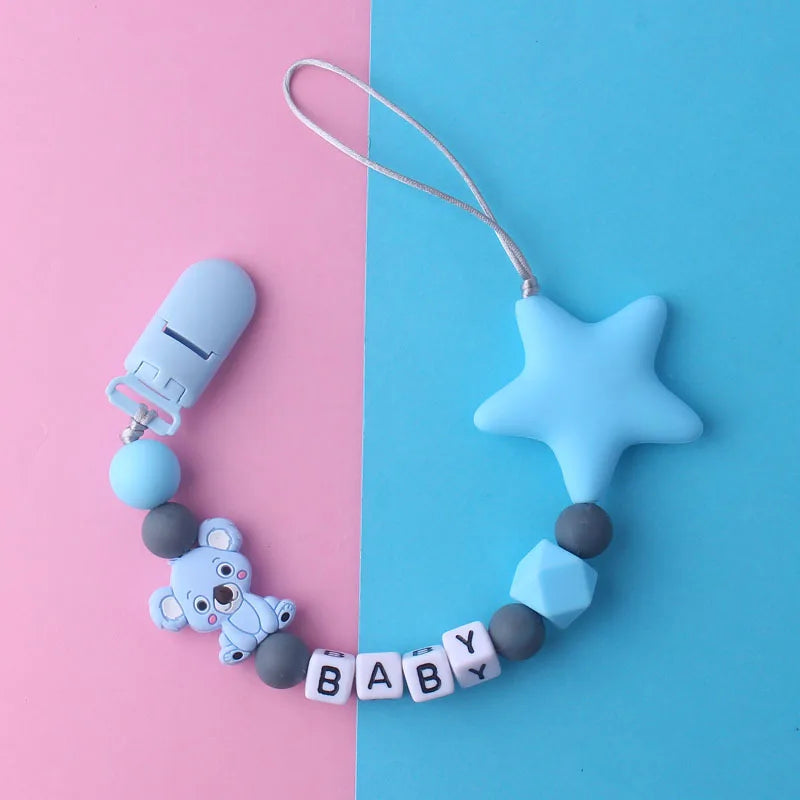 Custom Personalized Name Pacifier Chain for Baby Teether Newborn Toddler Silicone Clips Holder Baby Teething Toys Accessories