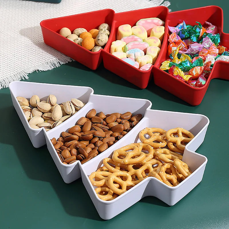 Christmas Tree Shape Living Room Candy Snacks Nuts Seeds Dry Fruits Plastic Plate Dishes Bowl Breakfast Plates Tray Tableware