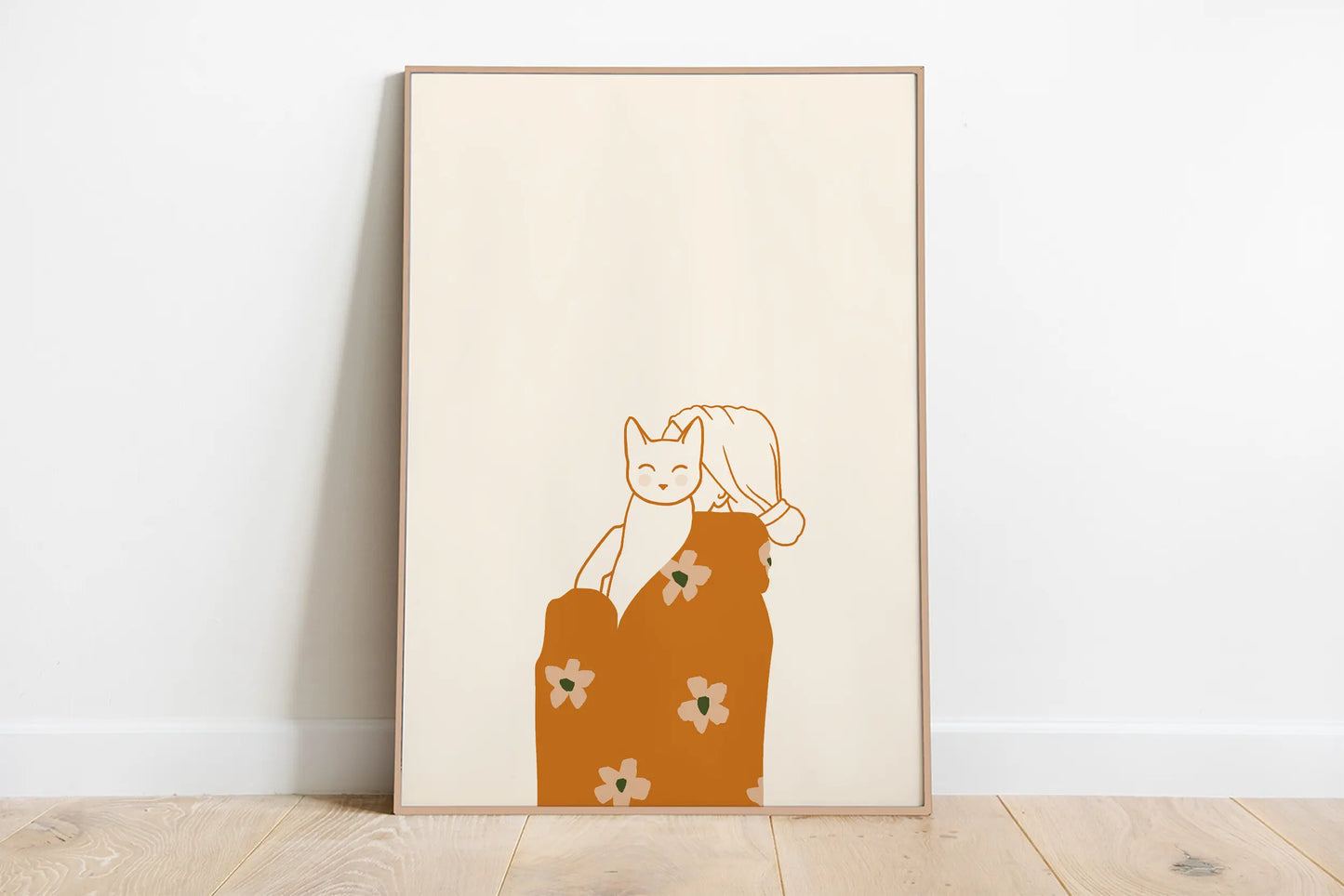 Minimalist Aesthetic Cute Animal Wall Art Illustration Poster Sleepy Kitties Canvas Painting Home Decor Cat Lover Gift