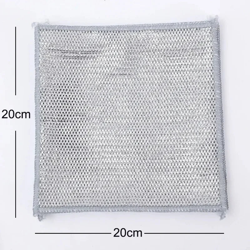 20/5pcs Thickened Steel Wire Cleaning Cloth Non-Scratch Double-layer Iron Microfiber Mesh Dishrag Washing Pot Rags Kitchen Towel