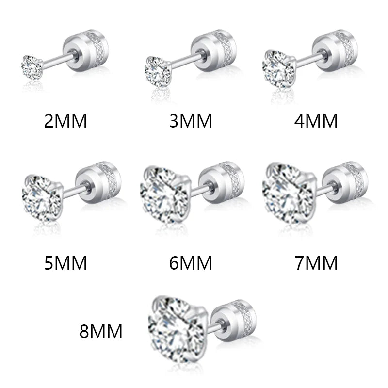 1 piece Medical Stainless steel Crystal Zircon Ear Studs Earrings Tragus Cartilage Hypoallergenic Screws Piercing Jewelry