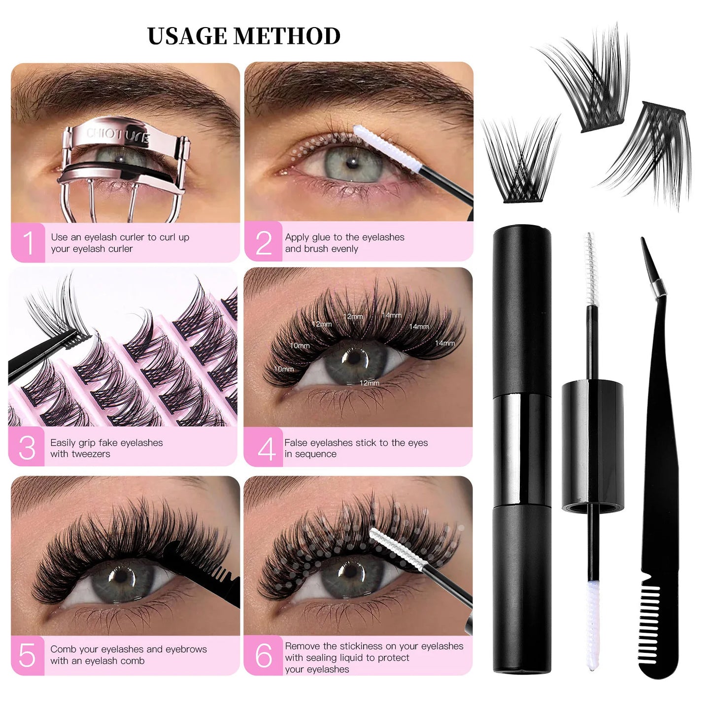 Hot Sales Makeup Looks Natural DIV 120 Clusters DlY Eyelash Extension Kit