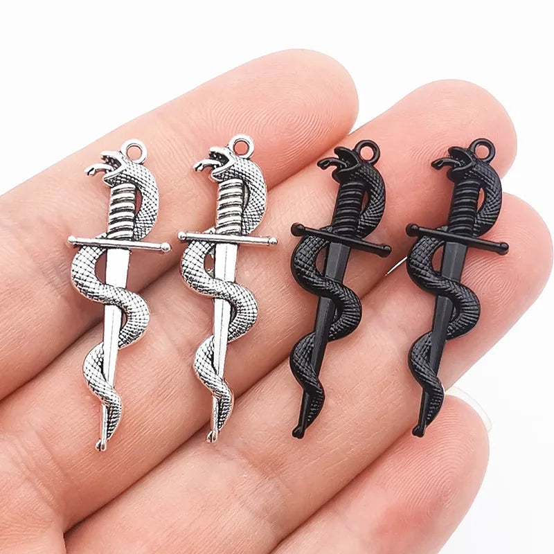 10pcs 40*13.5mm Alloy Snake Sword Charms,Snake Charm, Dagger Charm,Snake Pendant  Fit Jewelry Making DIY Jewelry Findings