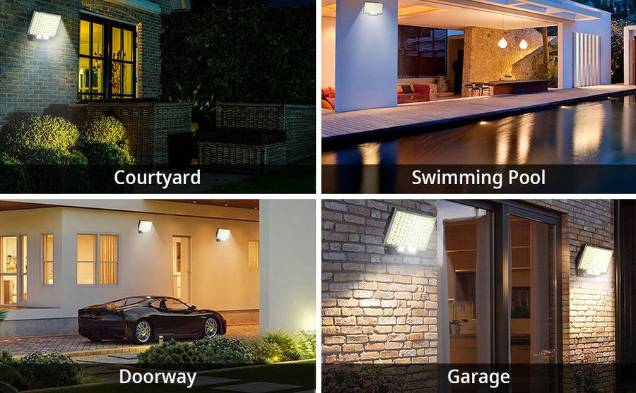 106/318 LED Solar Light Outdoor 328 LED Spotlights IP65 Waterproof Motion Sensor Human Solar Flood Security Lights 3 Modes