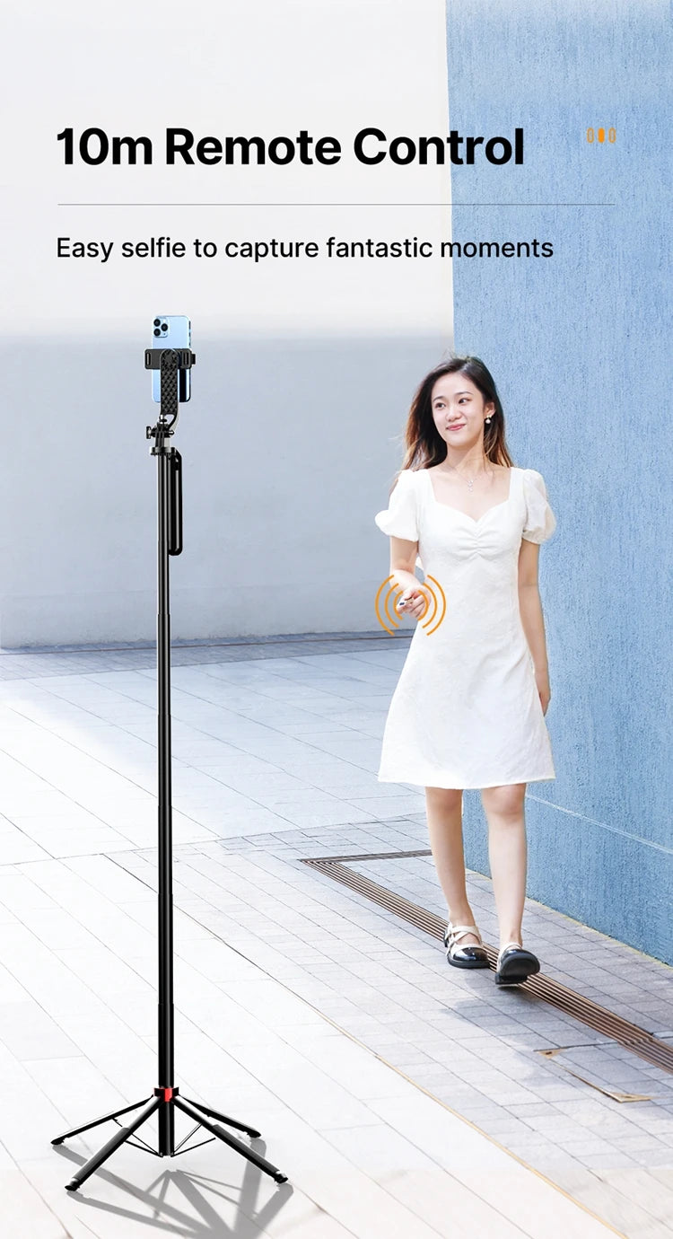 Ulanzi MA09 1.8m Selfie Stick Tripod for iPhone 16 15 14 13 12 Pro Max Phone with Remote Control with Panoramic Ball head Holder