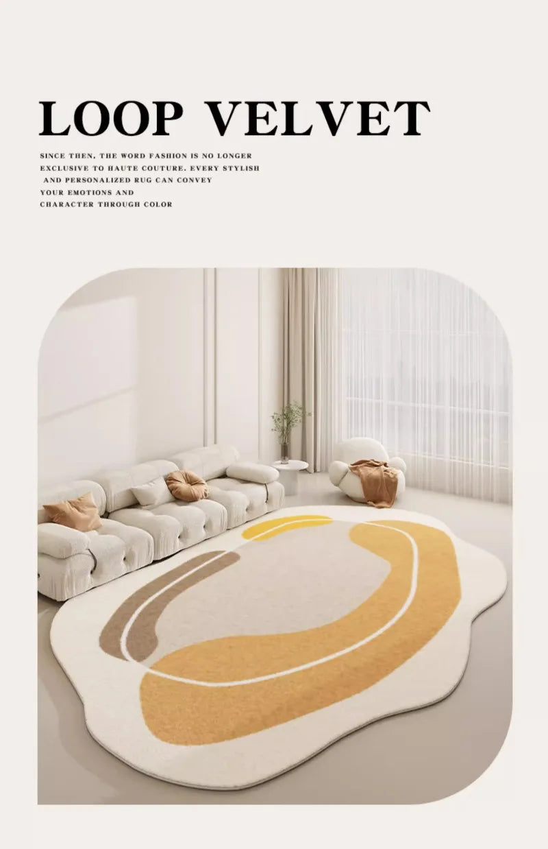 Fluffy Soft Special Shaped Irregular Carpet Living Room Sofa Coffee Table Non Slip Carpets 2024 New Cream Style Home Bedroom Rug