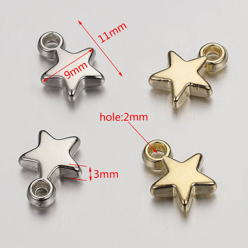 100Pcs CCB Acrylic Beads Charms Pendants 9mm Star Gold Color Silver Color Charm Beads for Jewelry Making Finding