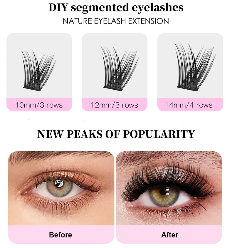 Hot Sales Makeup Looks Natural DIV 120 Clusters DlY Eyelash Extension Kit