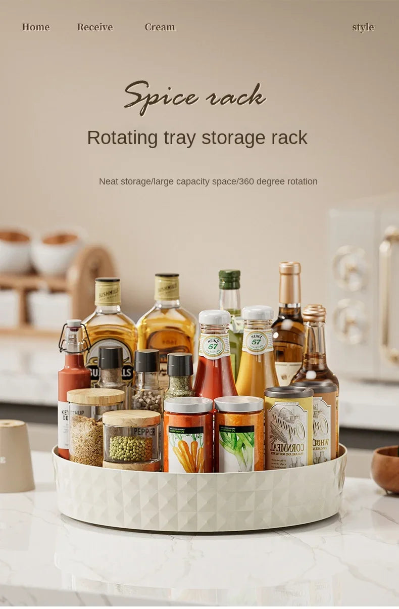 360 Rotating Seasoning Storage Rack Multifunction Pantry Cabinet Turntable for Cosmetics Kitchen Accessories Organizer Tray