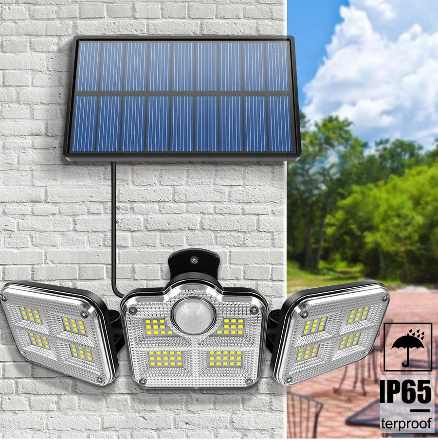 20w Solar Light 122/333led IP65 Waterproof Outdoor Indoor Solar Garden Lamp With Adjustable Head Wide Lighting Angle With 3 Mode