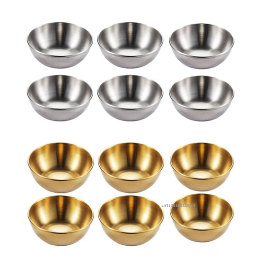 2/4/6pcs Stainless Steel Small Sauce Dishes Seasoning Serving Tray Spice Plates Set Soy Sauce Dish Specialty Tableware