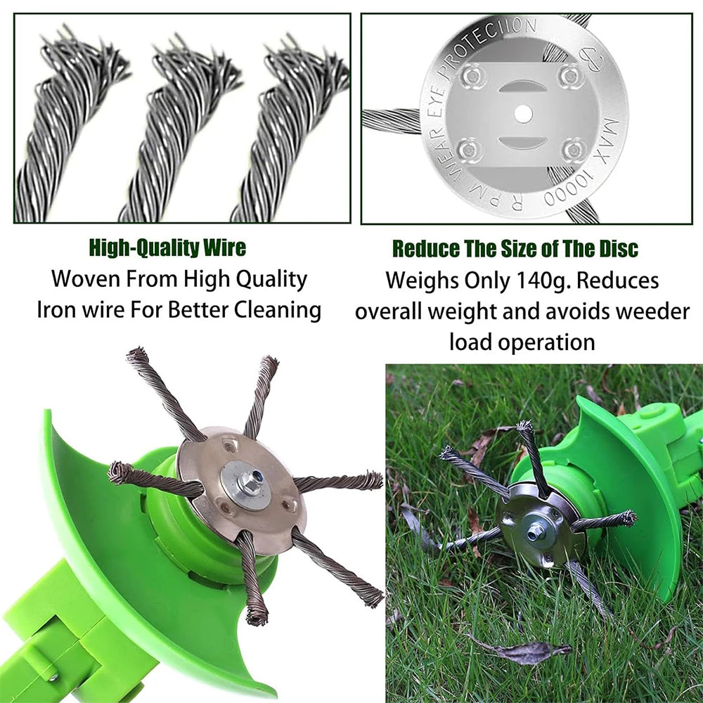 Universal Weed Brush Cutter Head Steel Wire Wheel Grass Trimmer Head Lawn Mower Grass Brush Cutter Weed Brush Trimmer Heads