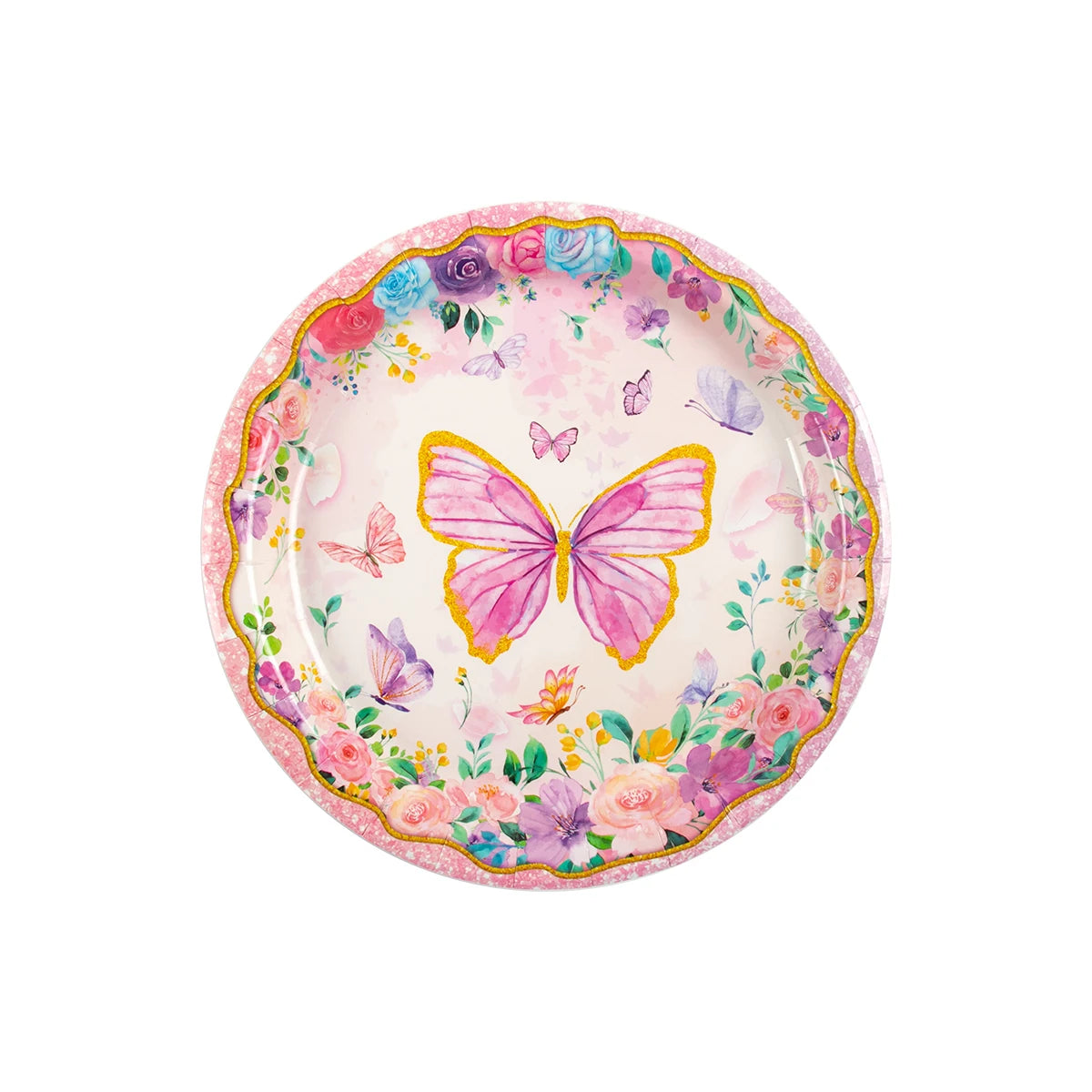 Butterfly Party Supplies Tableware Set for 8-20 Guests Butterfly Spring Floral Birthday Party Paper Plates Napkins Decorations