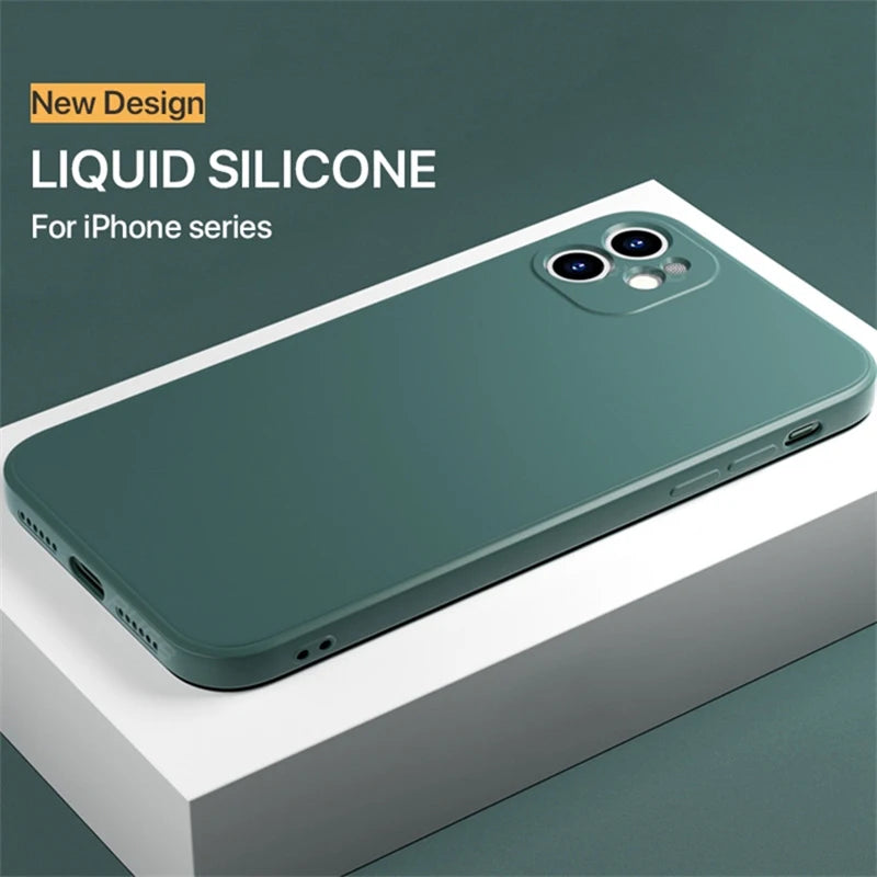 Luxury Liquid Silicone Shockproof Case for iPhone 11 12 13 14 15 Pro Max 7 8 14 15 Plus X XS XR Max Mini Back Soft Cover Funda