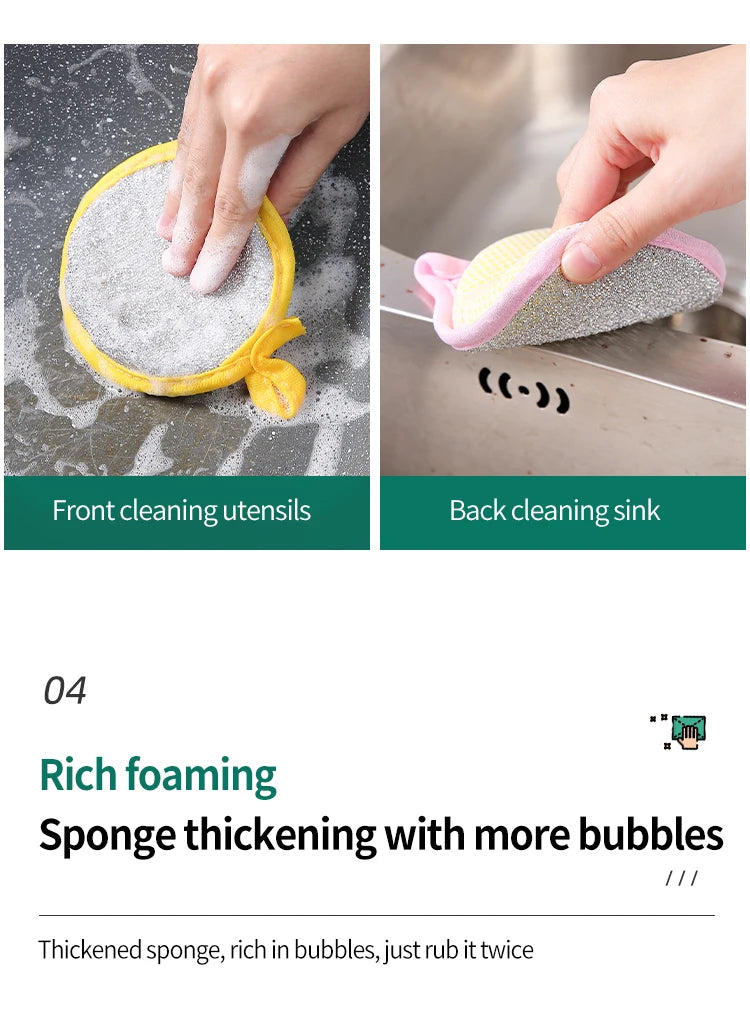 Dishwashing Sponge Reusable Washable Sponges Double Side Magic Sponge To Wash Dishes Useful Things for Kitchen Clean Tools