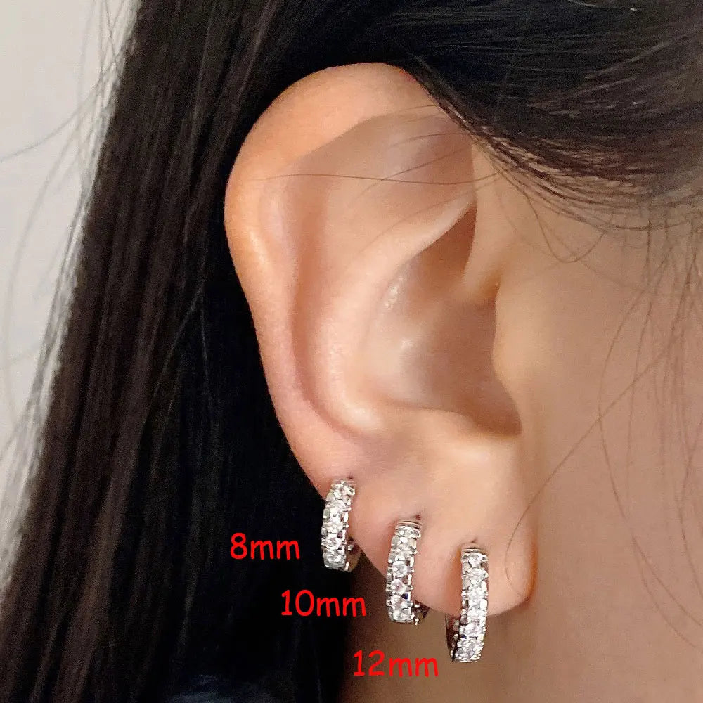 1Pair Stainless Steel Minimal Hoop Earrings Crystal Zirconia Small Huggie Thin Cartilage Earrings Helix Tragus Piercing Jewelry