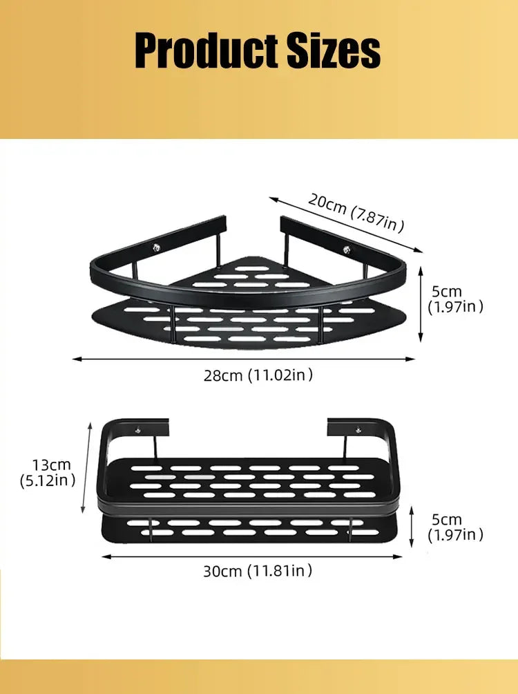 Adhesive Shower Caddy Rustproof Organizers  Large Capacity  No Drilling Shelves for Bathroom Storage  Home Decor