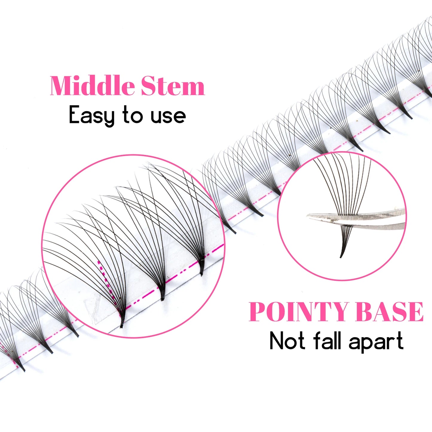 TDANCE 320Fans 16Lines Premade Volume Fans 3D/5D/6D/8D/10D/12D/14D/16D/24D Pointy Base Middle Stem Faux Mink Extension Eyelashes