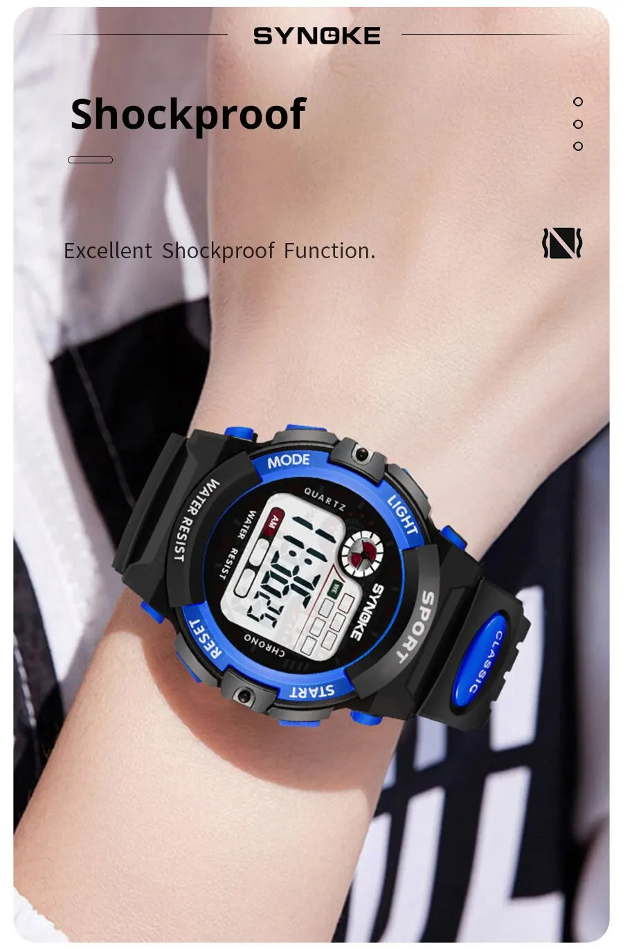 SYNOKE Student Kids Digital Watch Sports Waterproof Boy Electronic Watch Shock Resist Multifunctional Luminous Fashion