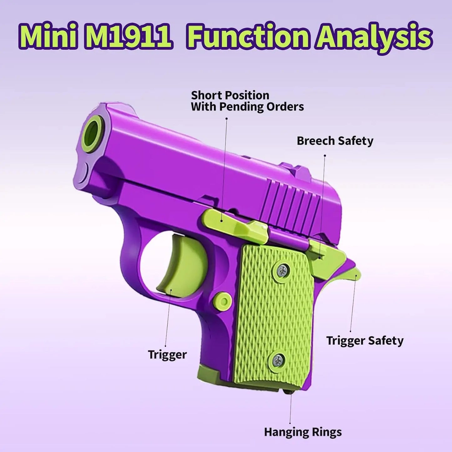 New Arrival Stress Relief ABS Plastic Mini 1911 3D Printed Gravity Fidget Gun Pistol Toy Gift Promotion Toy For Boys Kids