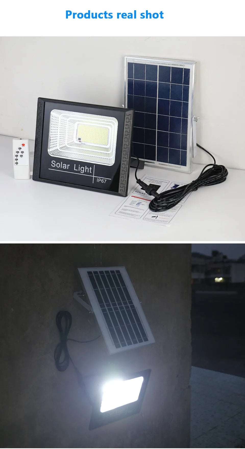 LED Solar Light 100w 200w 300w 500w Powerful Waterproof Outdoor Garden Solar Reflector Spotlights With Remote Control Solar Lamp