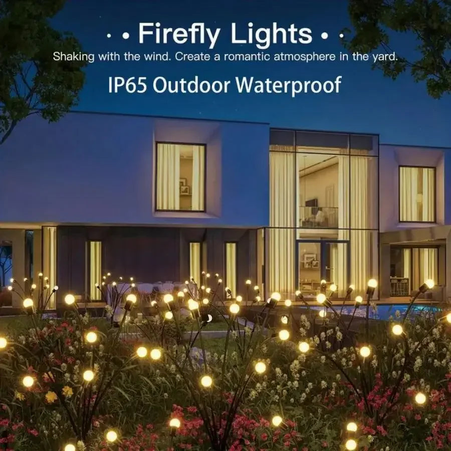 LED Solar Garden Lights Powered Firefly Lights Outdoor Waterproof Vibrant Garden Lights for Patio Pathway Decoration,Warm