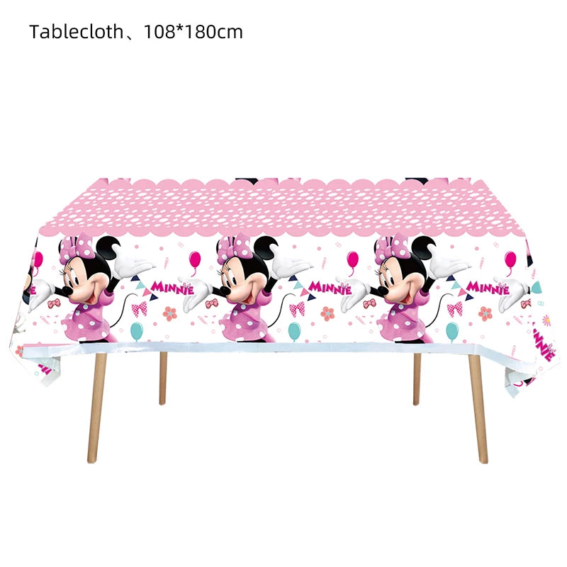 Disney Mickey Mouse Birthday Party Supplies Mickey Tablecloth Disposable Tableware Minnie Table Cover Kids Party Decorations