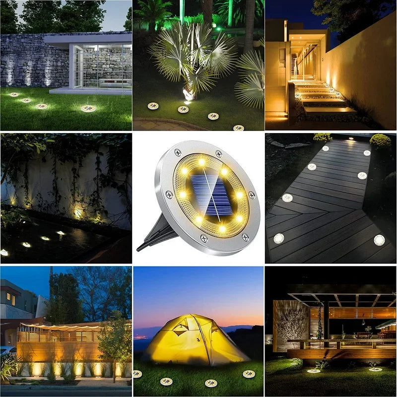 8LED Solar Buried Light Waterproof Outdoor Courtyard Garden Lawn Decoration Landscape Floor Light Waterproof Staircase