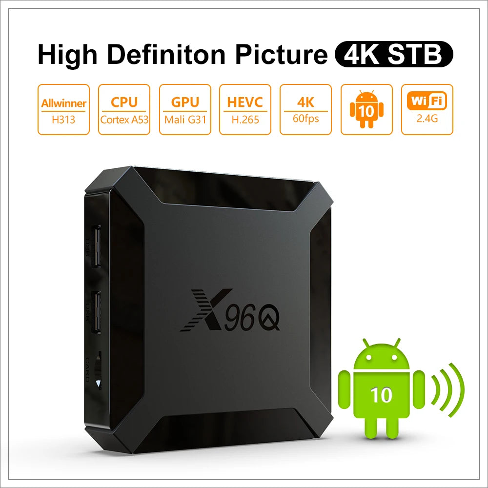 X96Q 2GB 16GB Android 10.0 TV Box Allwinner H313 Quad Core 4K 2.4G Wifi Google Player Youtube X96 1GB 8GB Set Top Box