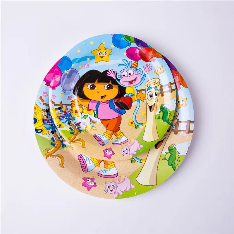 Dora the Explorer Birthday Party Supplies Party Decoration Disposable Party Tableware Paper Plate Dora Party Decoration Supplies