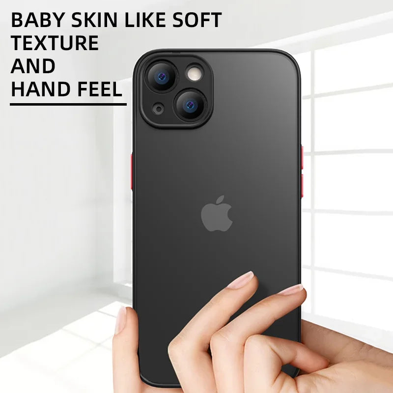 Shockproof Thin Matte Case For iPhone 15 14 13 12 11 Pro Max XR XS X 8 Plus Mini Silicone Bumper Clear Hard PC Protective Cover