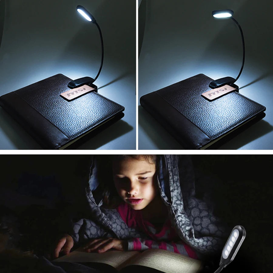 Mini Portable LED Book Light Eye Protection Reading Lamp Flexible Adjustable Direction Battery Learning Desk Lamp Bedroom Light