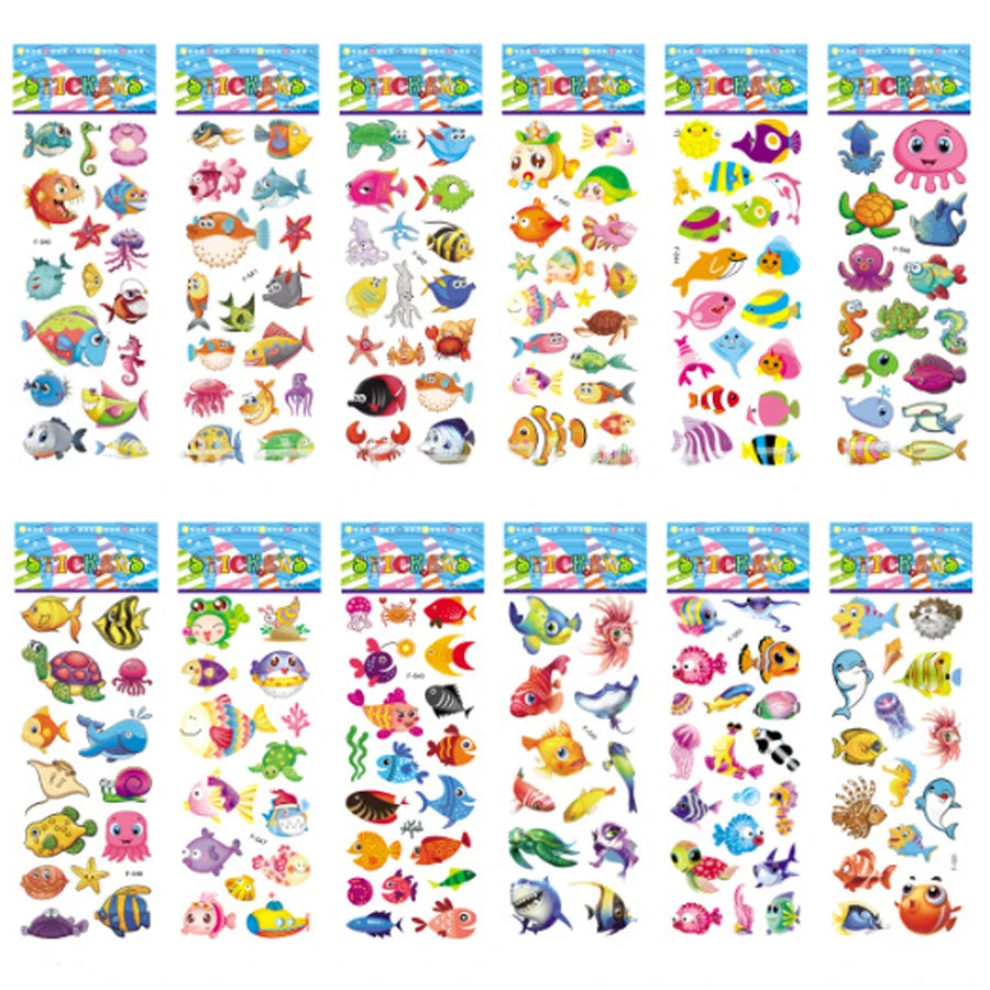 5 Sheets Kids Stickers Puffy Stickers for Children Birthday Christmas New Year Gift for Girl Boy Scrapbooking Cartoon Stickers