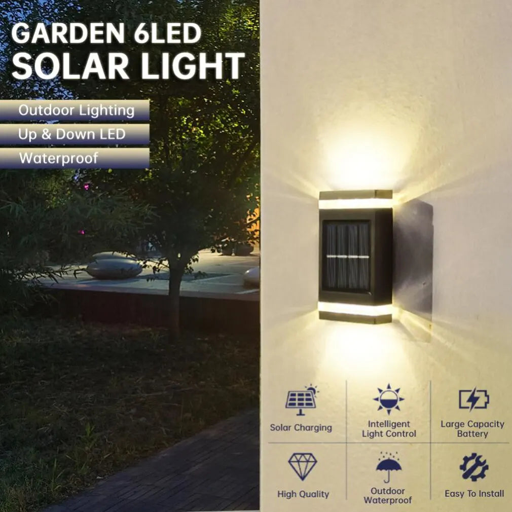 Solar Wall Lamp Outdoor Waterproof Solar Powered Light UP and Down Illuminate Home Garden Yard Decoration Outside Sunlights